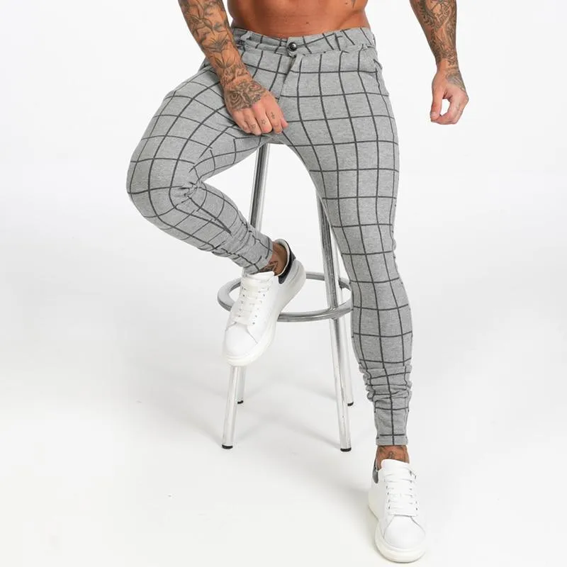 7369 Checked Pattern Skinny Chinos