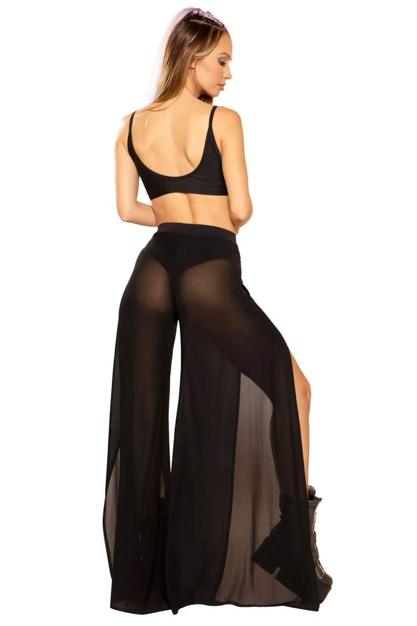 Black Mesh Gypsy Pants