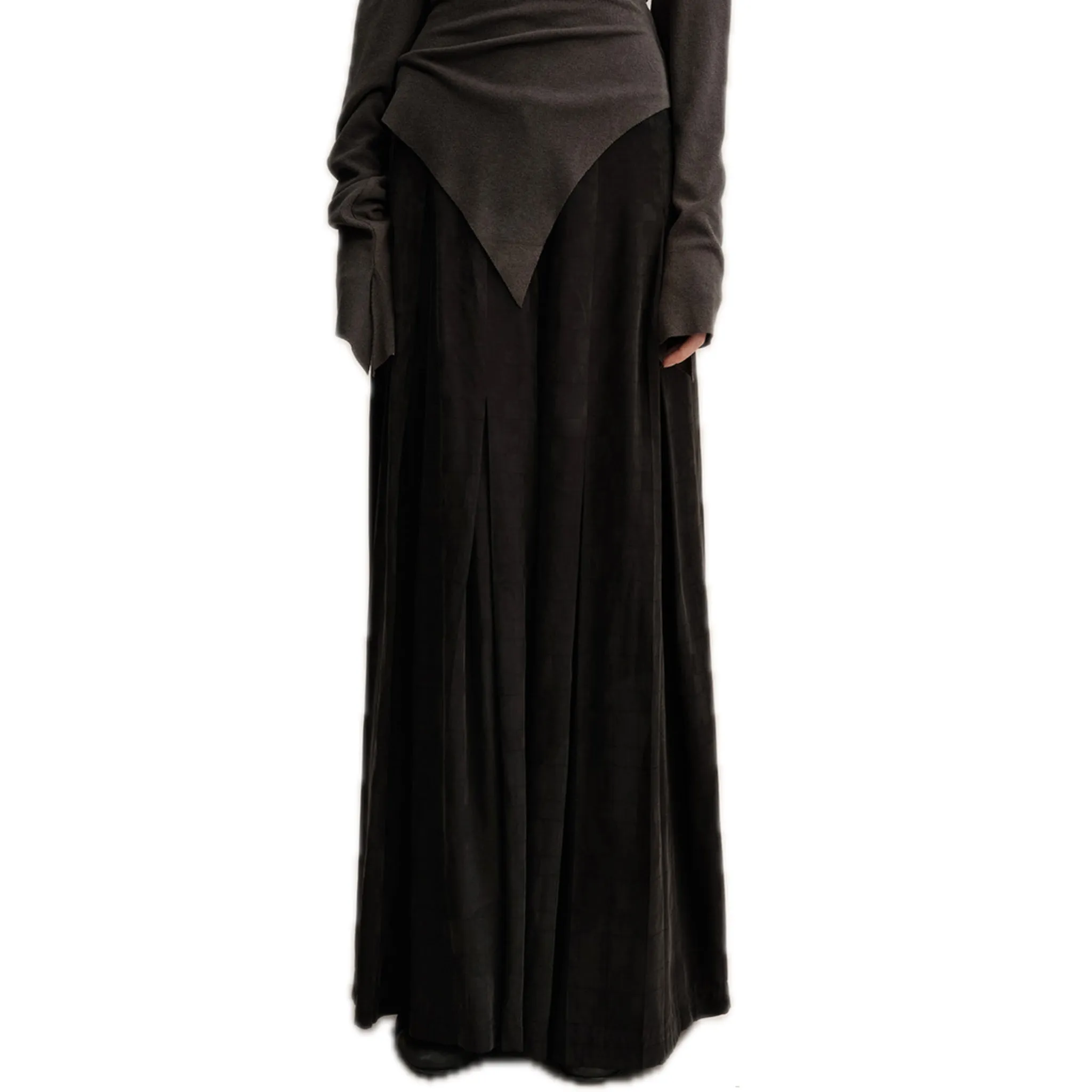 Black Wide-leg Cupro Trousers