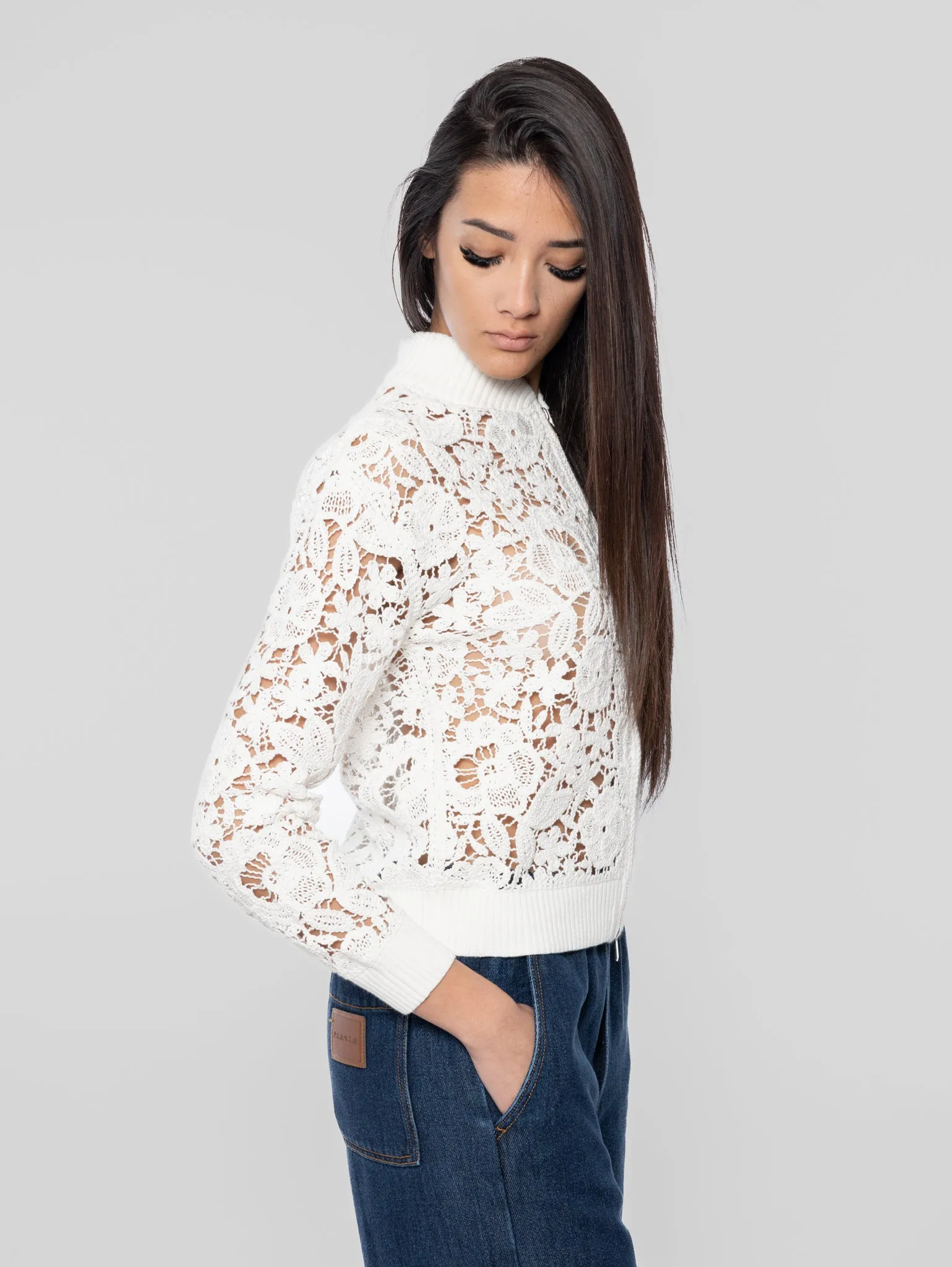 Bomber in Pizzo Macramè Panna