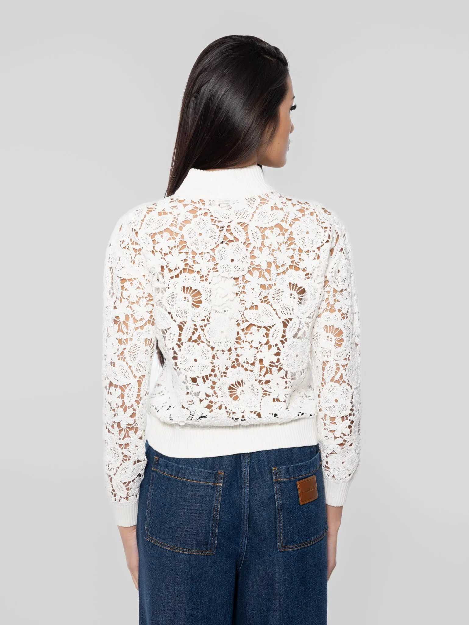 Bomber in Pizzo Macramè Panna