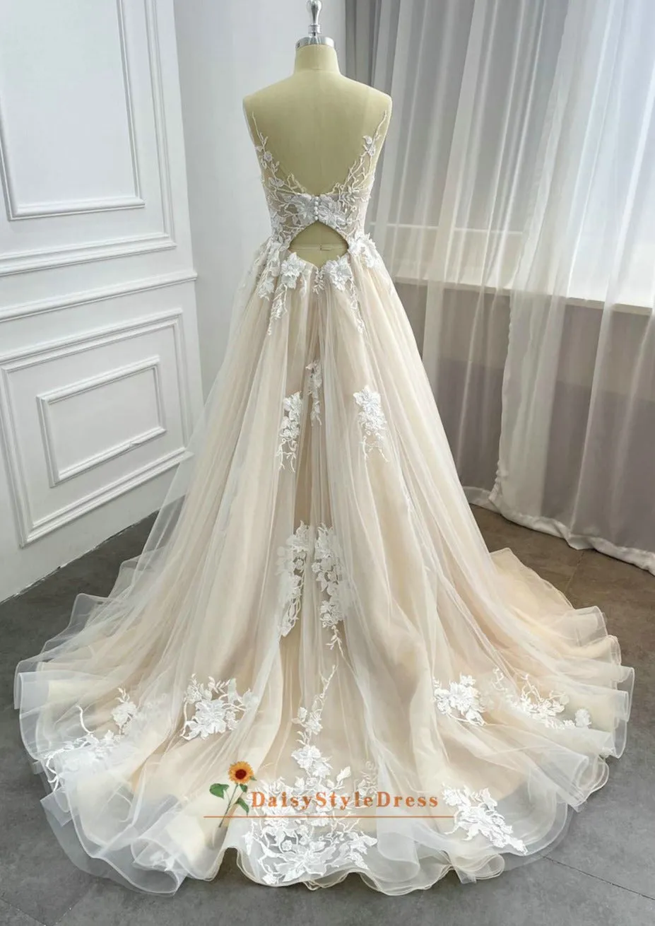 Fashion Champagne Wedding Dress
