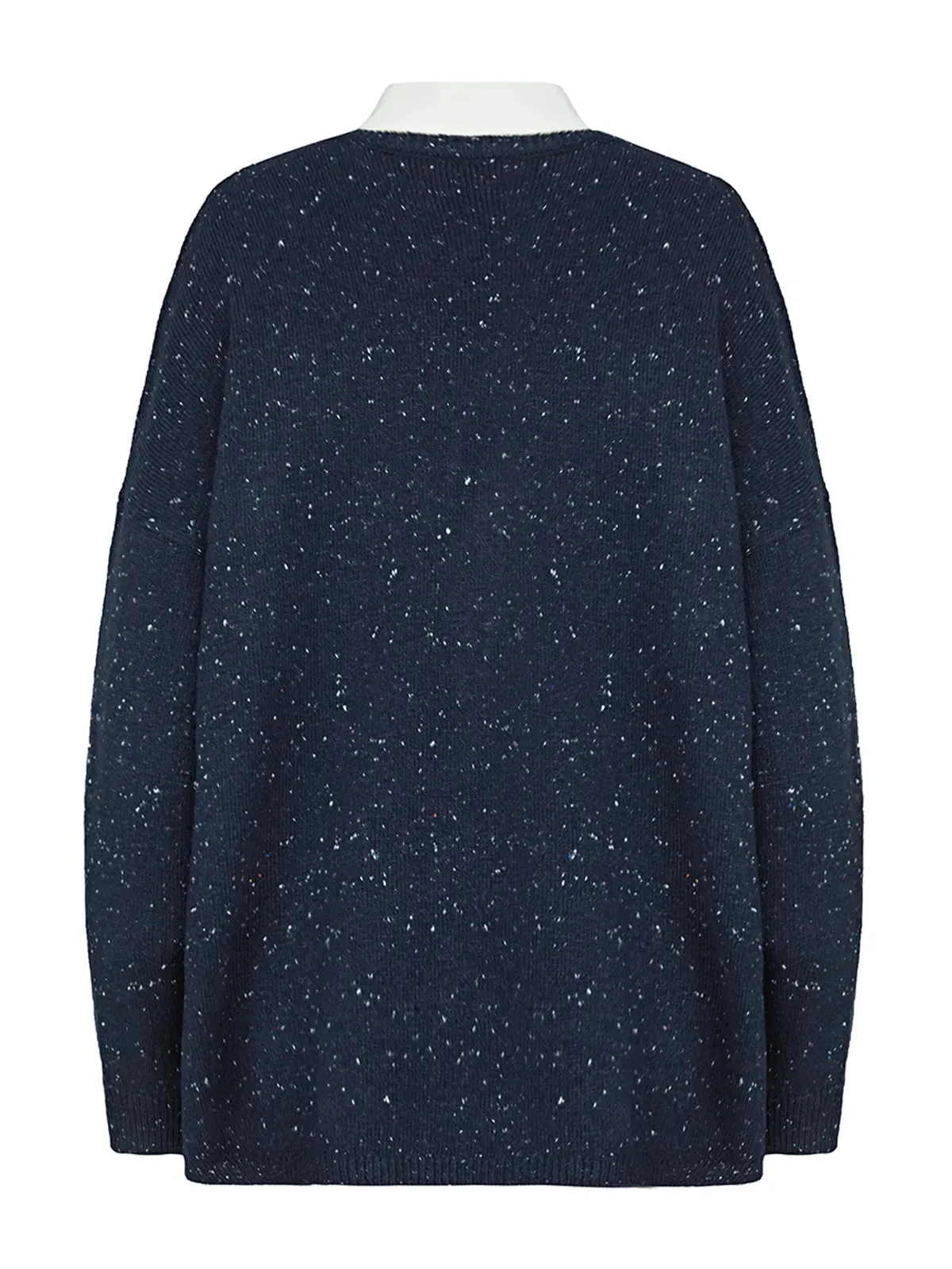 Heart Print Sweater & Shirt Two-Piece Set