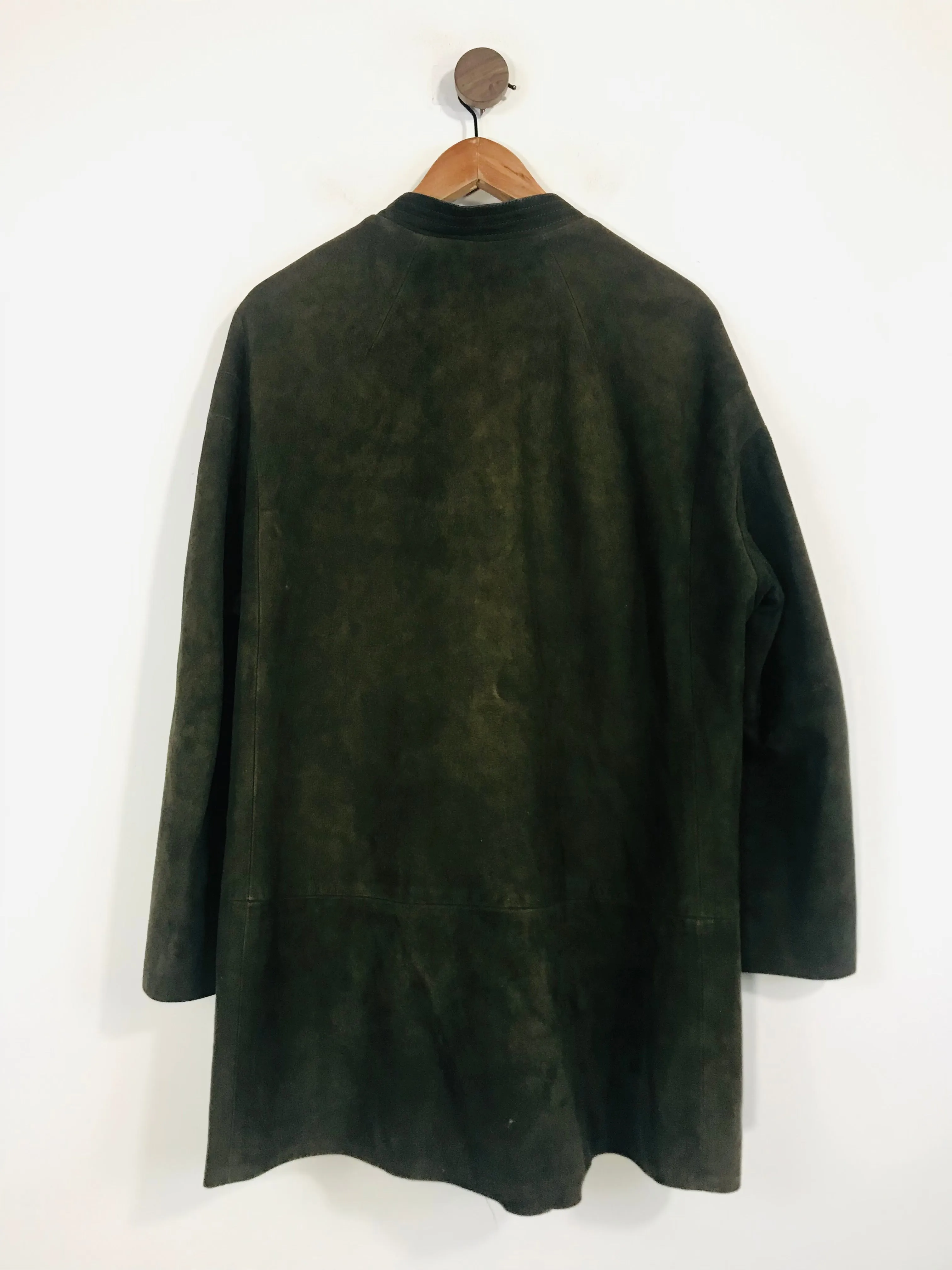 Janbell Women's Suede Vintage Overcoat Coat | L UK14 | Green
