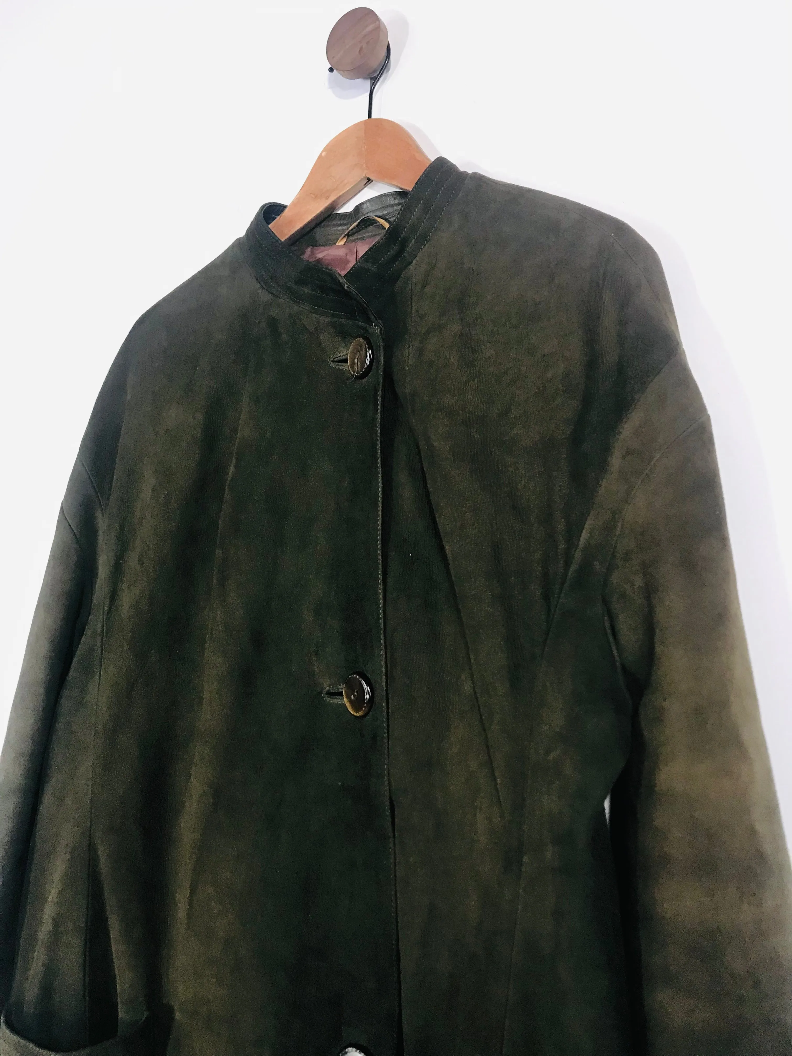 Janbell Women's Suede Vintage Overcoat Coat | L UK14 | Green