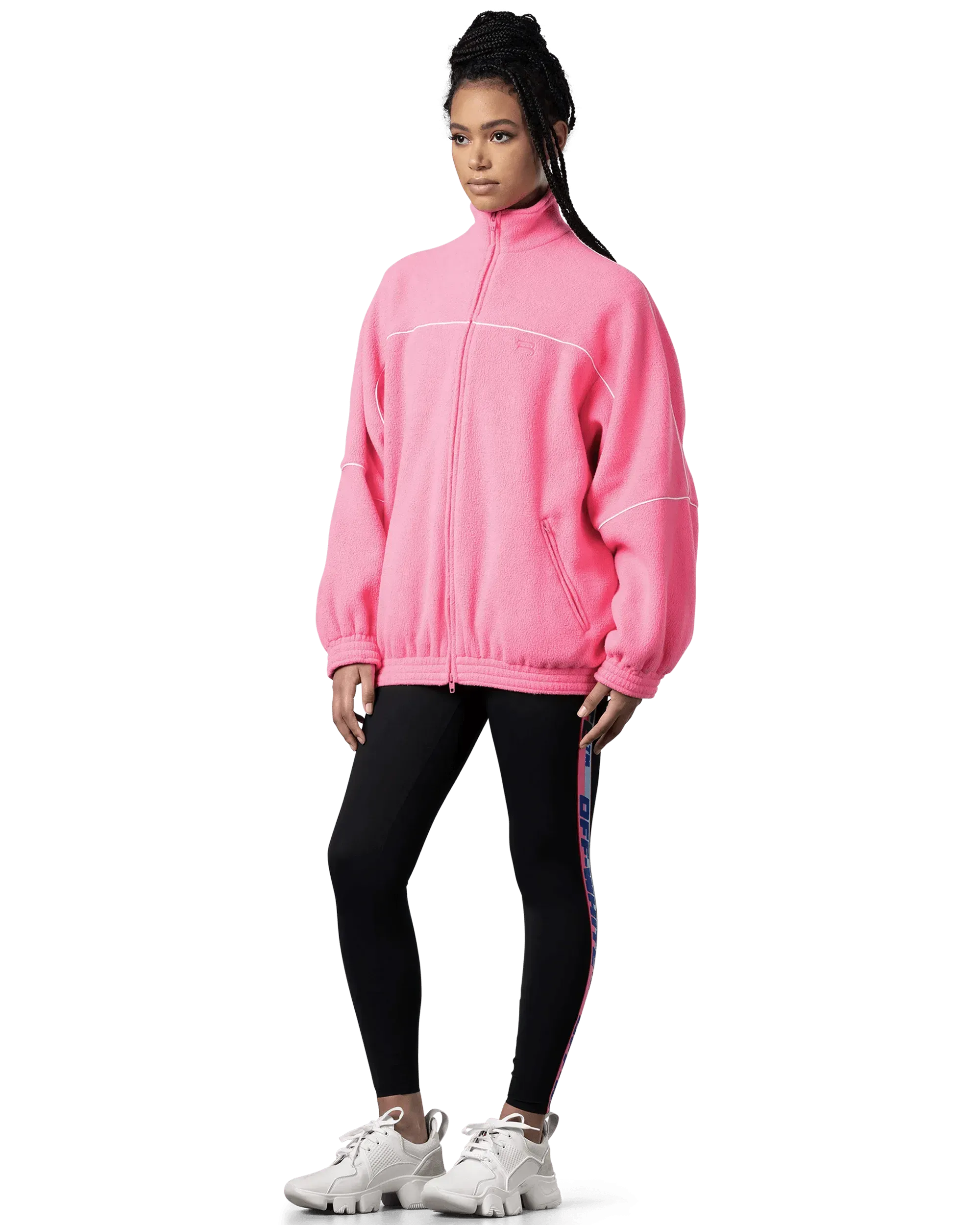 Logo Embroidered Fleece Track Jacket