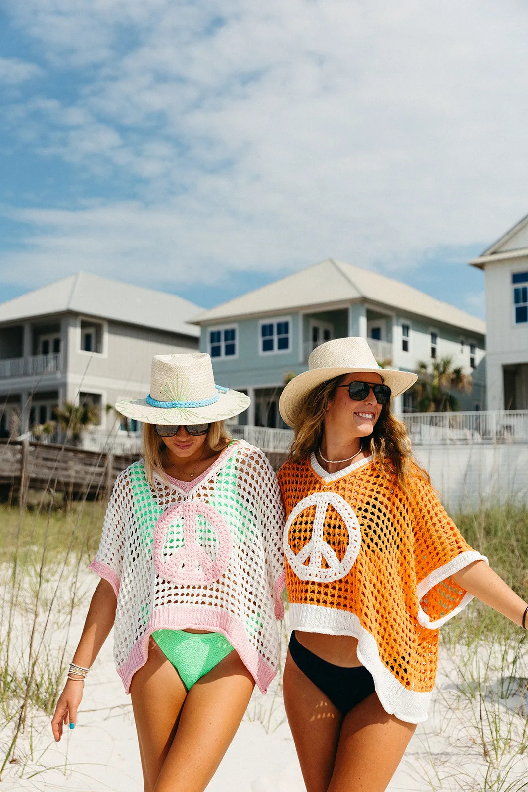 Peace Knit Sweater - Orange/Ivory