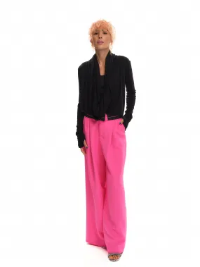Pink Mid-Rise Wide-Leg Pants