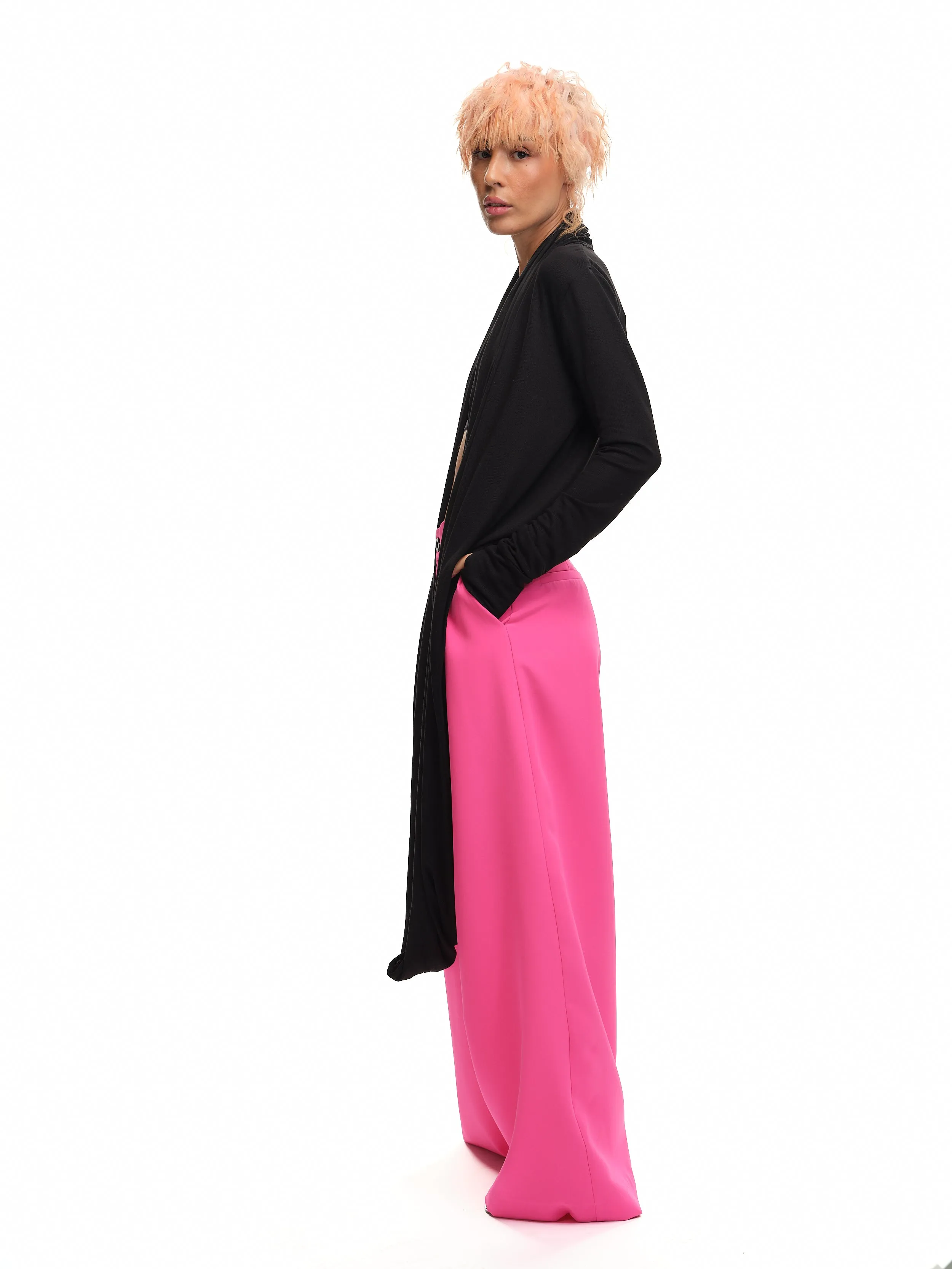 Pink Mid-Rise Wide-Leg Pants