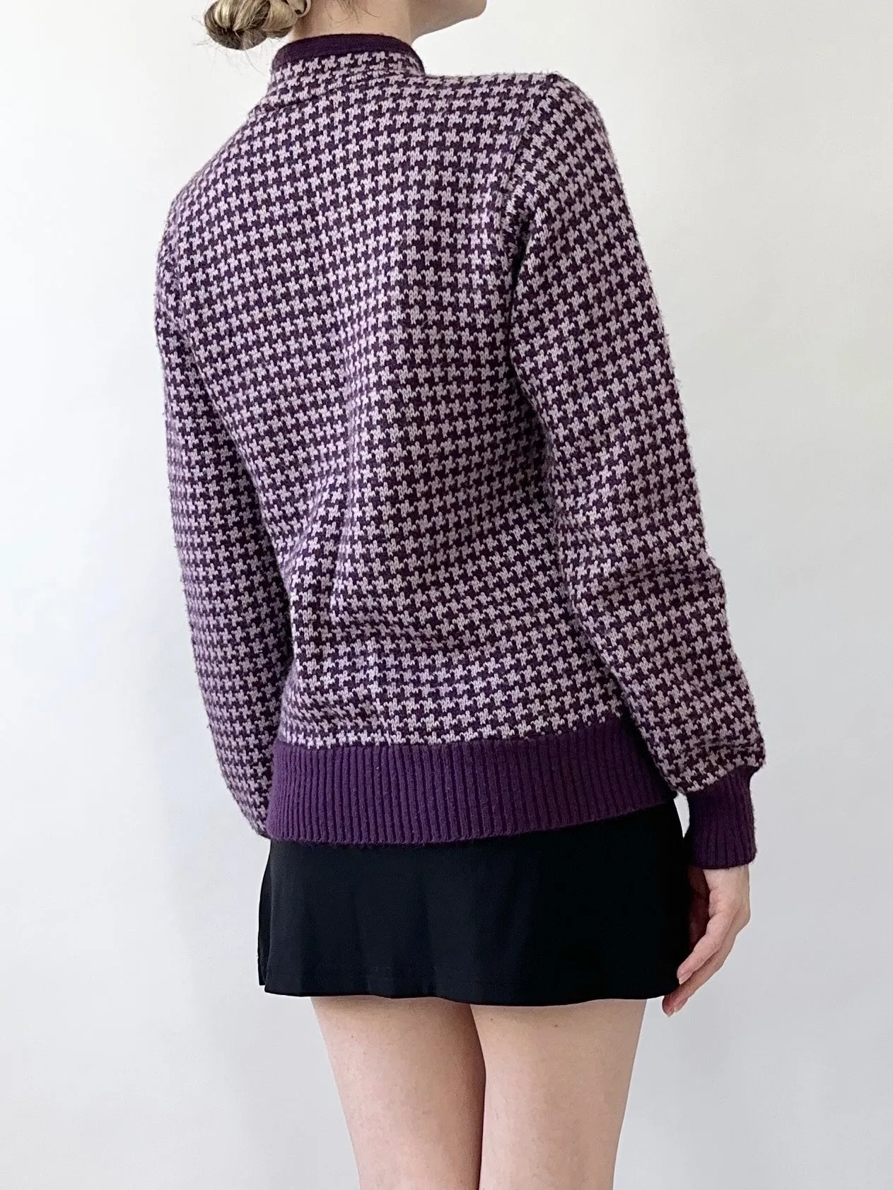 Plum Houndstooth 60s/ 70s Sweater (S)