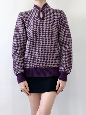 Plum Houndstooth 60s/ 70s Sweater (S)