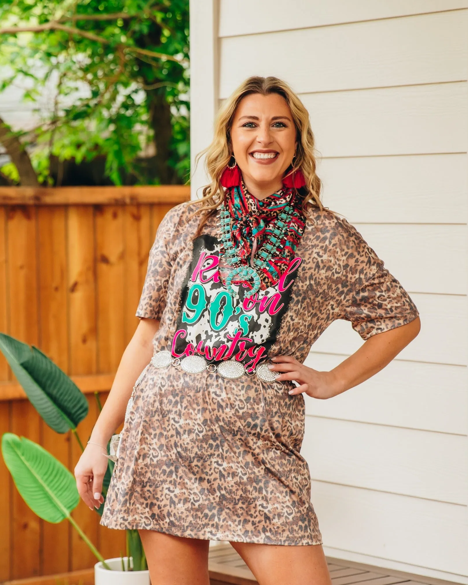 Raised On 90's Country Leopard T-shirt Dress