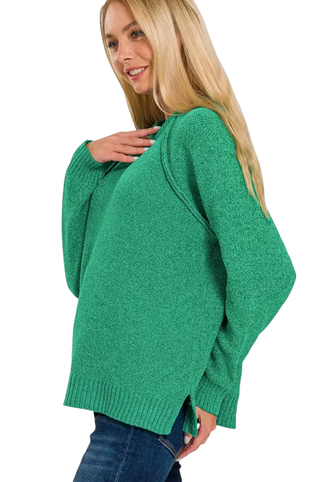 Round Neck Raglan Chenille Sweater