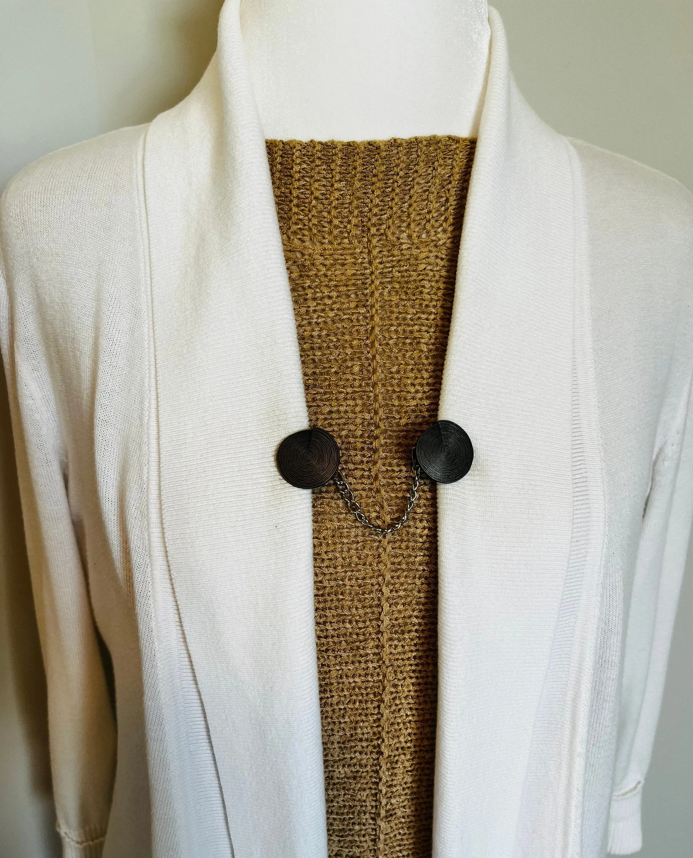 Sweater Clips Silver Chain Sweater Clip Tribal Cardigan Clasp Celtic Kimono Clasps Silver Sweater Guard Gift Gifts for Her by Fabulici