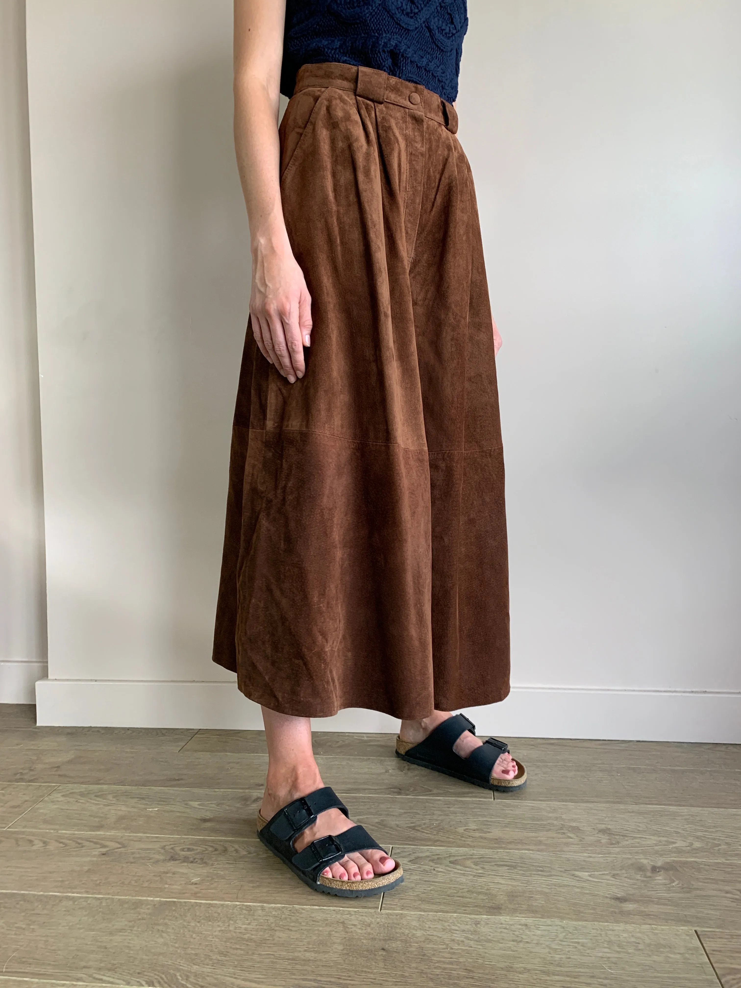 Vintage suede wide leg culottes