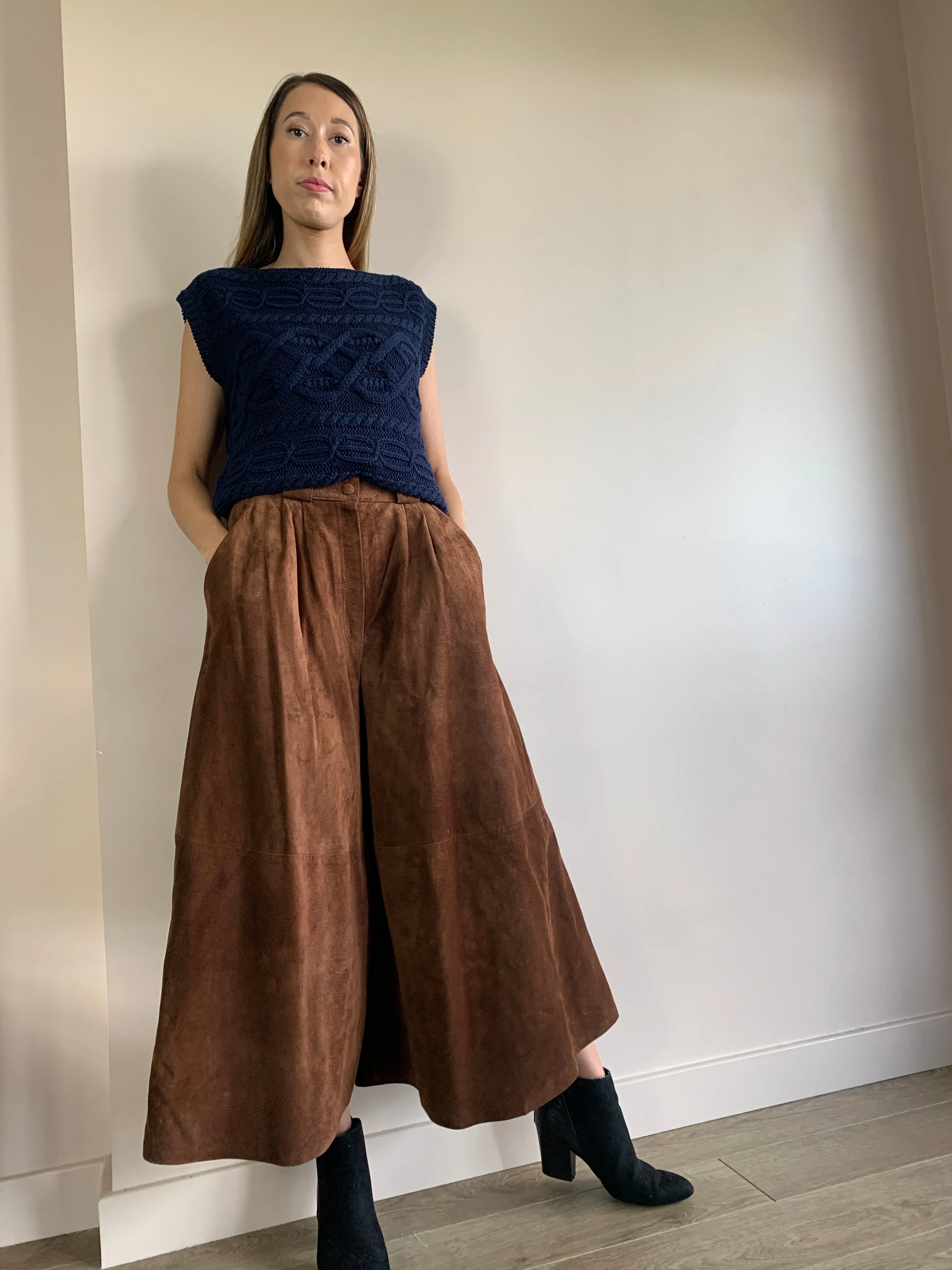 Vintage suede wide leg culottes