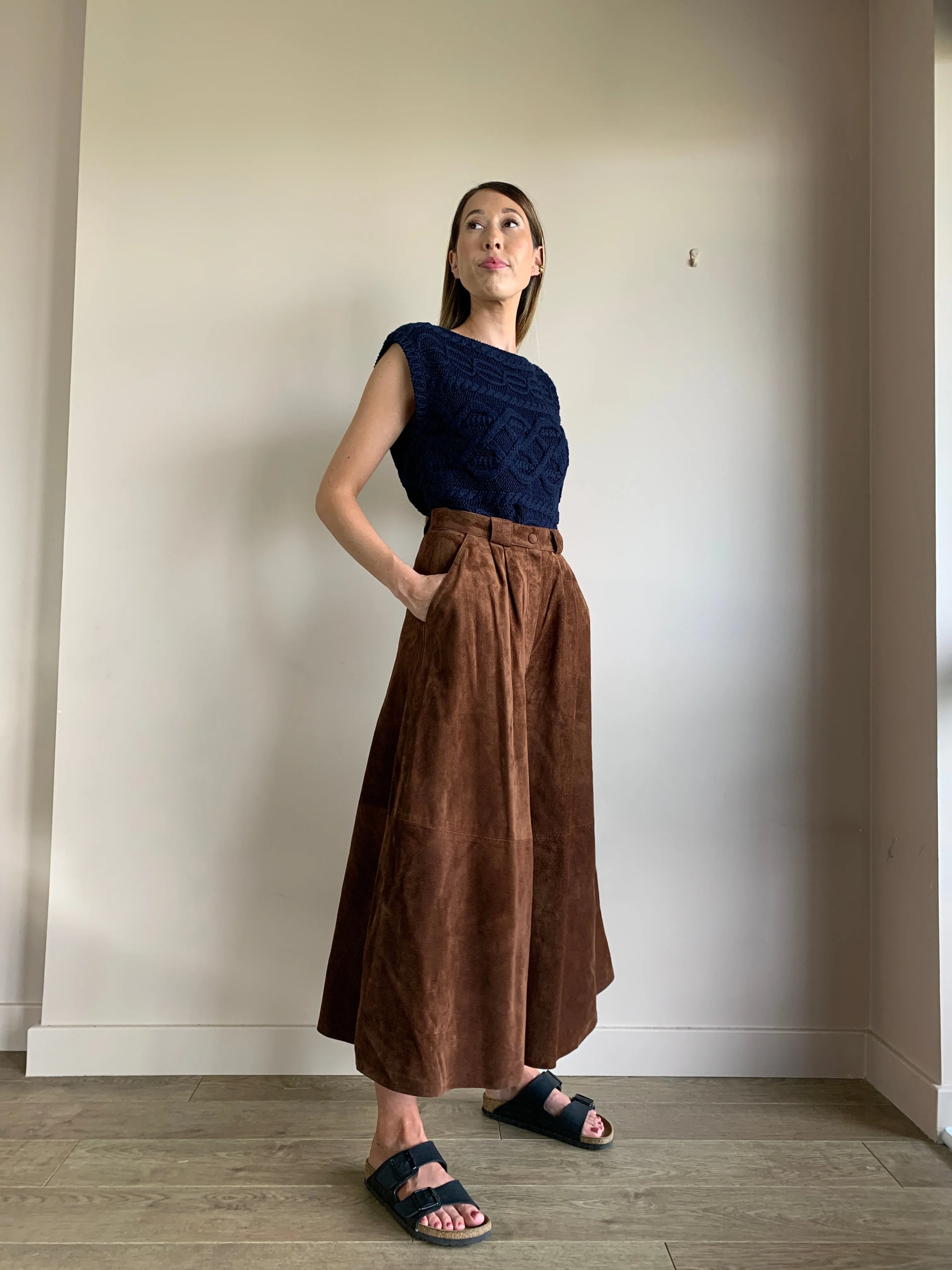 Vintage suede wide leg culottes