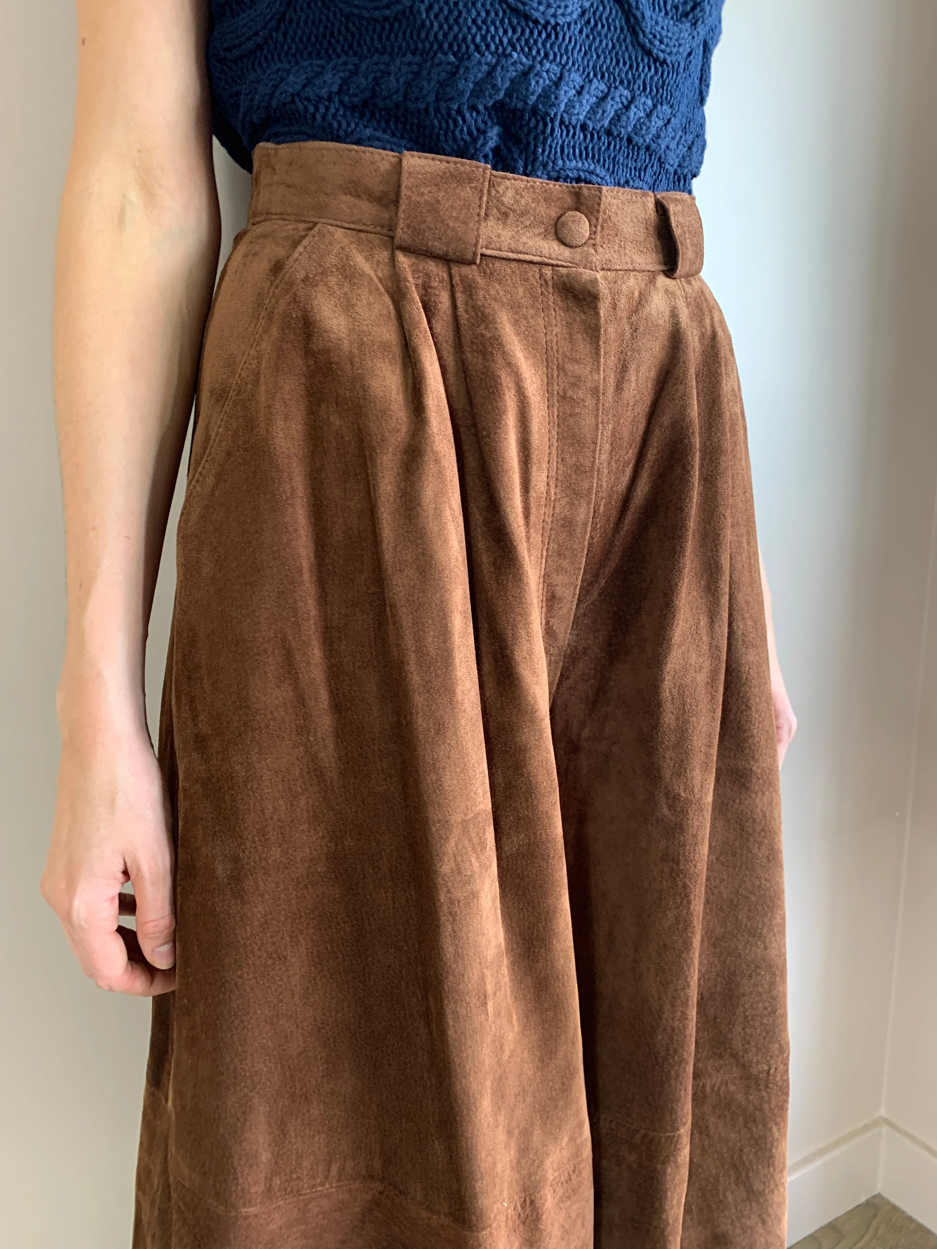 Vintage suede wide leg culottes