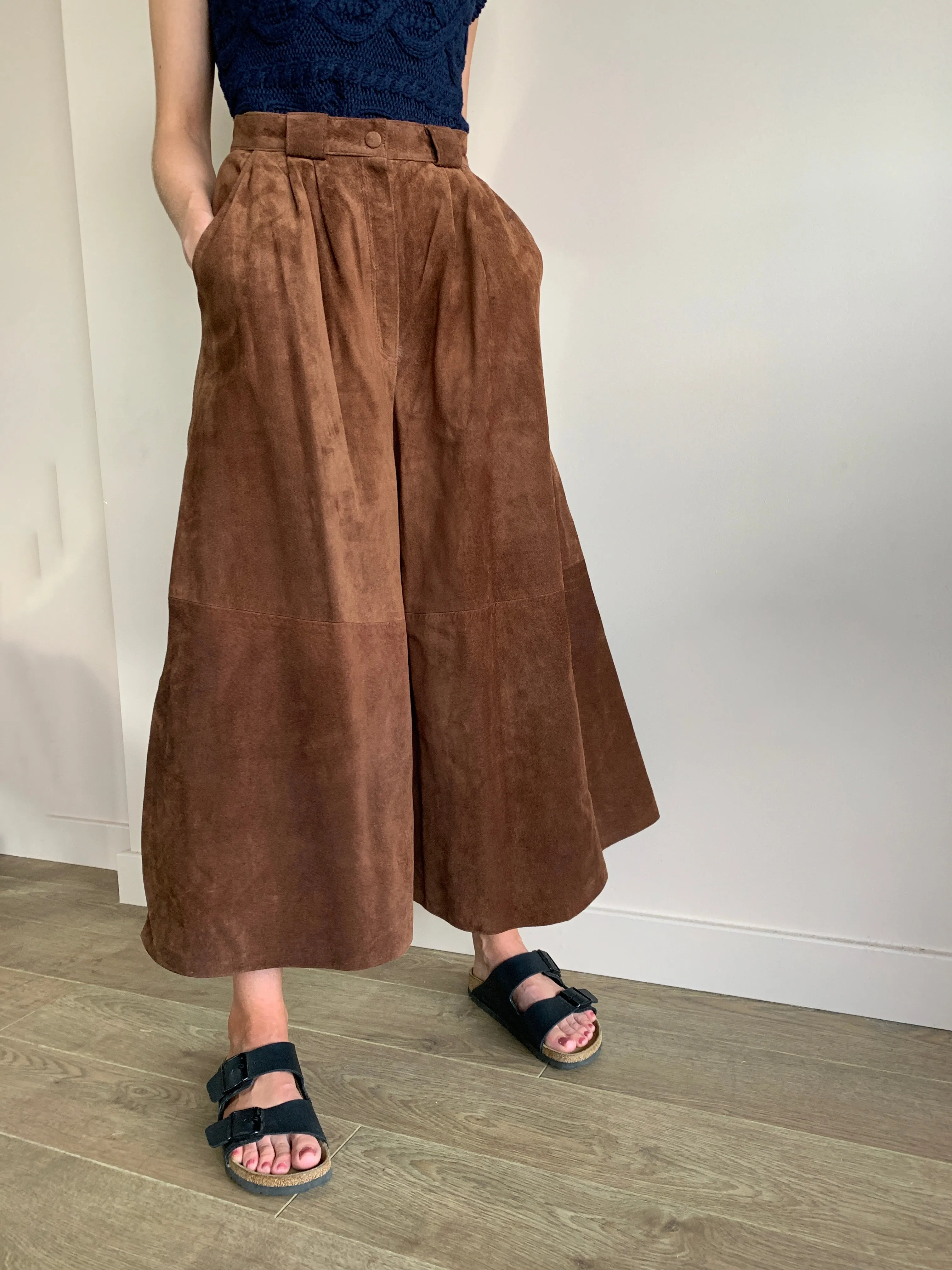 Vintage suede wide leg culottes